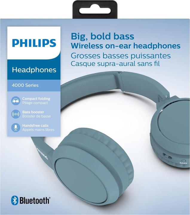 Image du produit Philips Écouteurs intra-auriculaires sans fil TAH4205BL/00 (pas de réduction du bruit, 29 h, Sans fil)