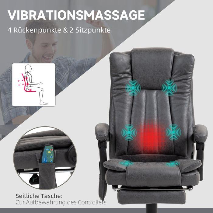 Immagine prodotto Swisshandel24 Sedia da ufficio con funzione massaggio e calore, ergonomica, 6 punti di massaggio, poggiapiedi