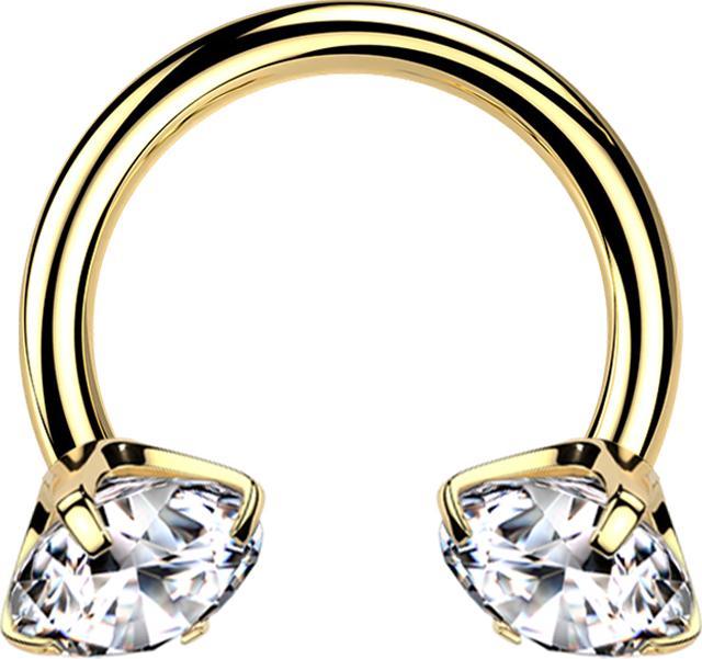 Produktbild Star Piercing Micro Circular Barbell Innengewinde vergoldet zwei Kristalle silber gefasst (Titan G23, ohne Messing)