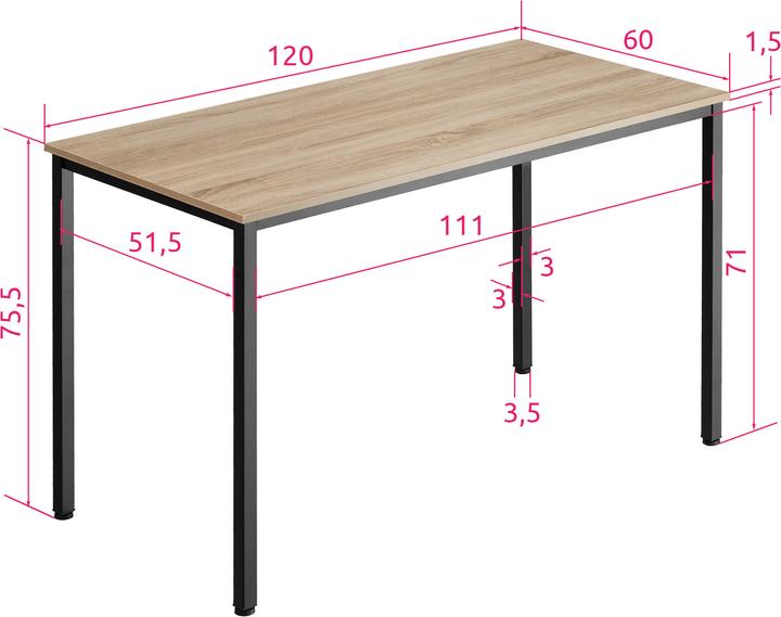 Produktbild tectake Vanport (120 x 60 x 75.5 cm)