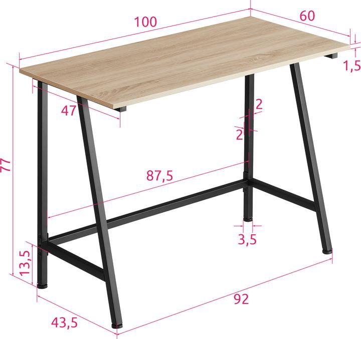 Image du produit tectake Bureau Newton (100 x 55 x 77 cm)