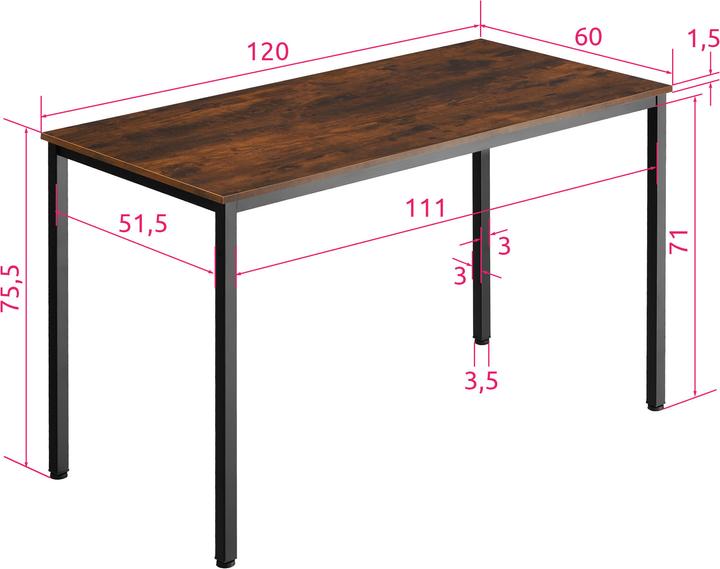 Produktbild tectake Vanport (120 x 60 x 75.5 cm)