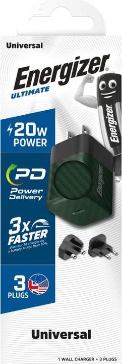 Actual product image Energizer Power Delivery Charger - 20 W - EU/UK/US, green (20 W)