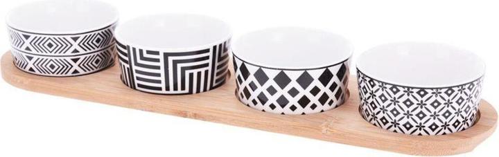 Actual product image Excellent Houseware Bamboo tray with 4 ceramic bowls