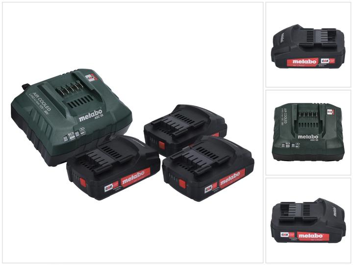 Metabo Basic Set 3x Li-Power battery pack 18 V 2.0 Ah CAS Li-Ion battery ( 3x 625596000 ) + ASC 55 charger (18 V)