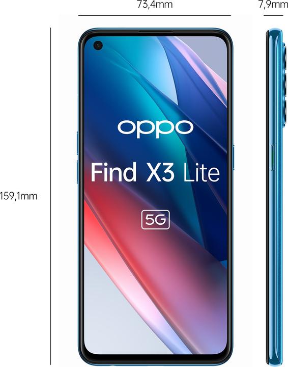 Produktbild OPPO Find X3 Lite (128 GB, Astral Blue, 6.40", Dual SIM, 65 Mpx, 5G)