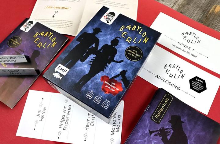 Actual product image Crime & Dine – Das Krimi-Dinner-Set: Babylon Berlin – Das offizielle Spiel zur Serie! (German, Business Elephant Paperdice Solutions GmbH, 2022)