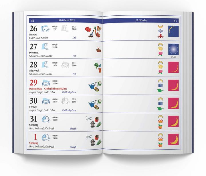 Actual product image Heyne Ludwig Calendrier de poche Living with the moon (10 x 15.5 cm, Hardcover, German)