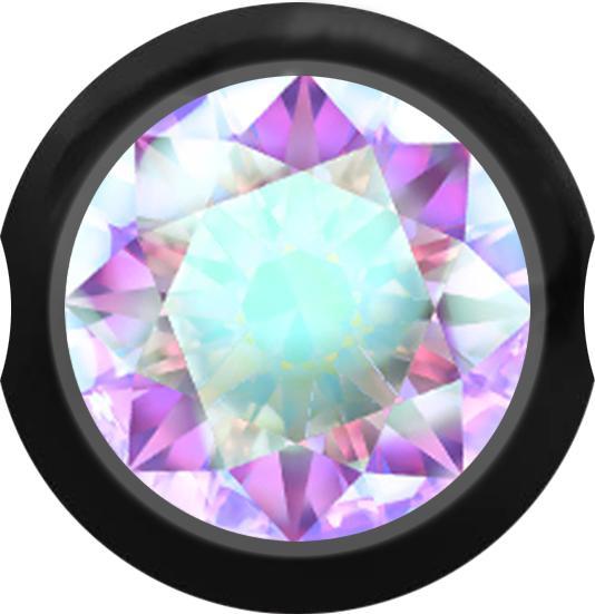 Actual product image Star Piercing Ball Closure Ball black with crystal multicolour (Surgical steel 316L)