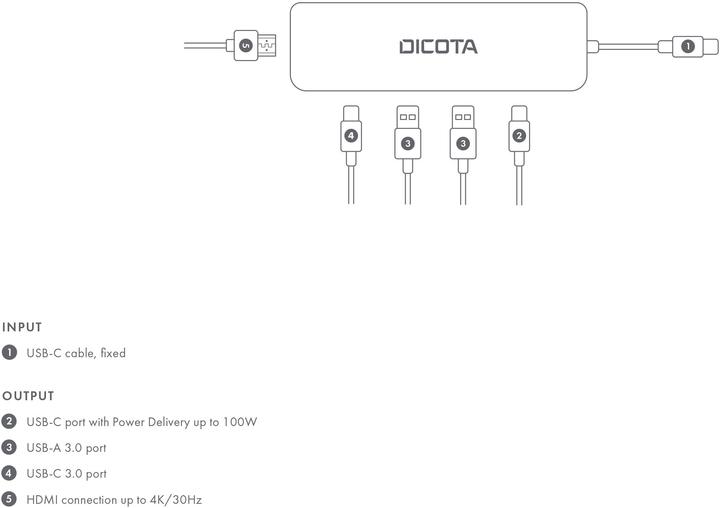 Actual product image Dicota USB-C 5-in-1 Video Hub 4K (USB-C, 5 Ports)