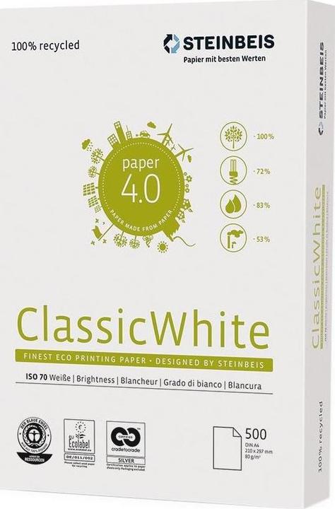 Immagine prodotto Steinbeis Riciclaggio della carta universale ClassicWhite (80 g/m², 500 x, A4)