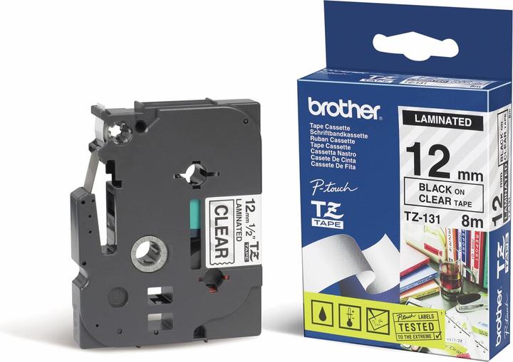 Actual product image Brother TZe-131 (1.20 cm, Black, Transparent)