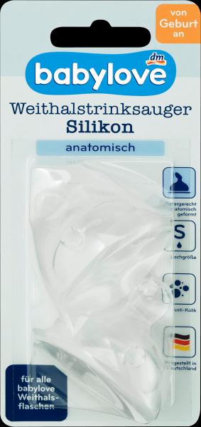Actual product image dm babylove Valve teat wide neck silicone, size S, from birth, anatomical, universal size
