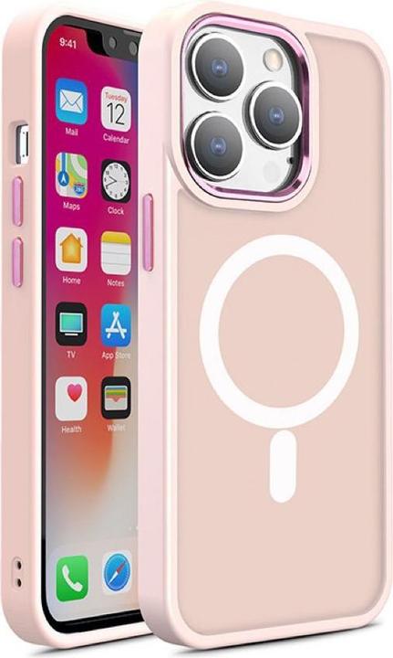 Actual product image Hurtel Magnetic Colour Matte Case for iPhone 15 Pro Max - pink (Apple iPhone 15 Pro Max)