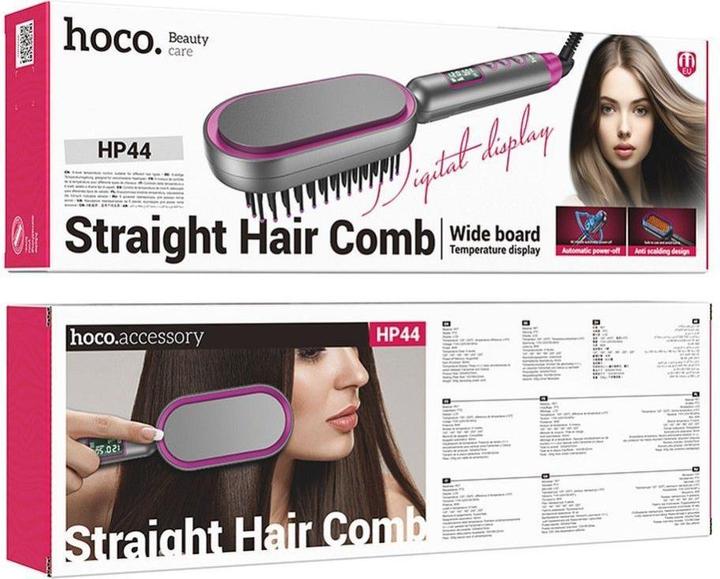 Actual product image Hoco Other electric straightening hair comb with digital display HP44 rose red (Straightening iron)