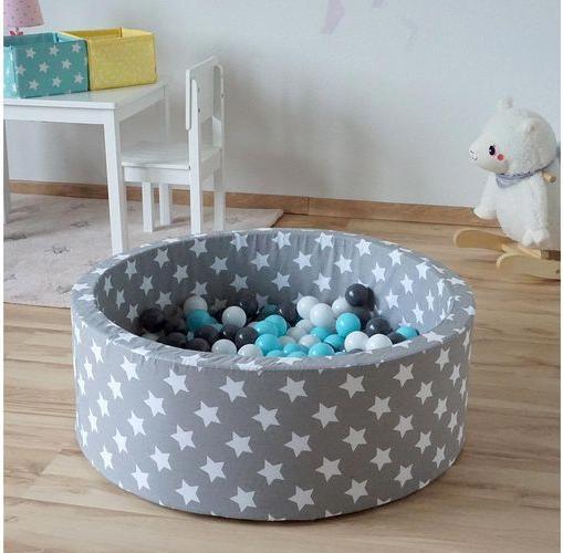 Immagine prodotto Knorrtoys Palla da biliardo morbida - "Stelle bianche e grigie" - 300 palline crema/grigio/blu chiaro (circa