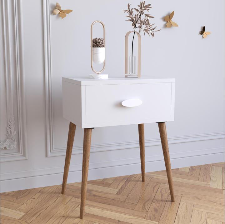 Produktbild VCM Nachtschrank Beistelltisch Schublade Konsole Boxspring Nachttisch Singol L (45 x 30 x 60 cm)