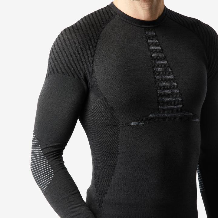 Actual product image Wedze Ski underwear functional shirt men's wool breathable - BL 900 black (M/L)