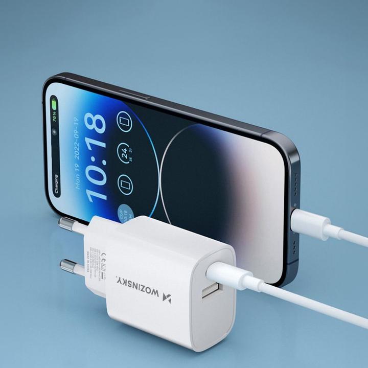 Actual product image Wozinsky WGWCW USB-A USB-C 20W wall charger - white (20 W)