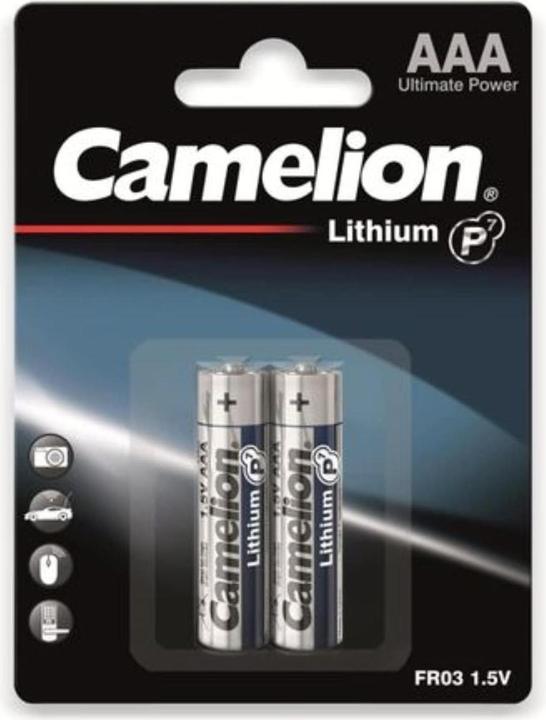 Immagine prodotto Camelion 19000203 - Pile al litio P7 AAA / FR03, 2 pezzi, capacità 1100 mAh, potente Ei (2 pz., AAA, 1050 mAh)
