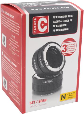 Actual product image Caruba Extension Tube Set Nikon Chrome (Type II) (Macro intermediate ring, Nikon F)