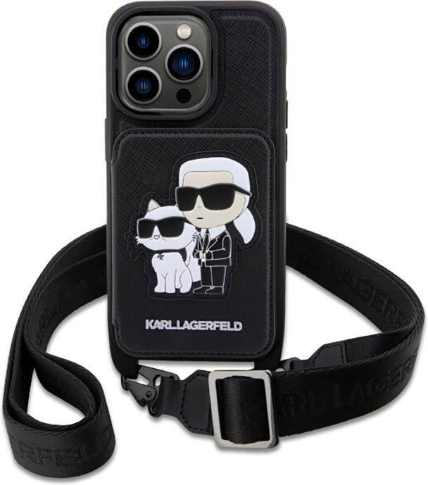 Actual product image Karl Lagerfeld KLHCP14XCSAKCPMK iPhone 14 Pro Max 6.7" hardcase czarny/black Crossbody Saffiano Karl (Apple iPhone 14 Pro Max)