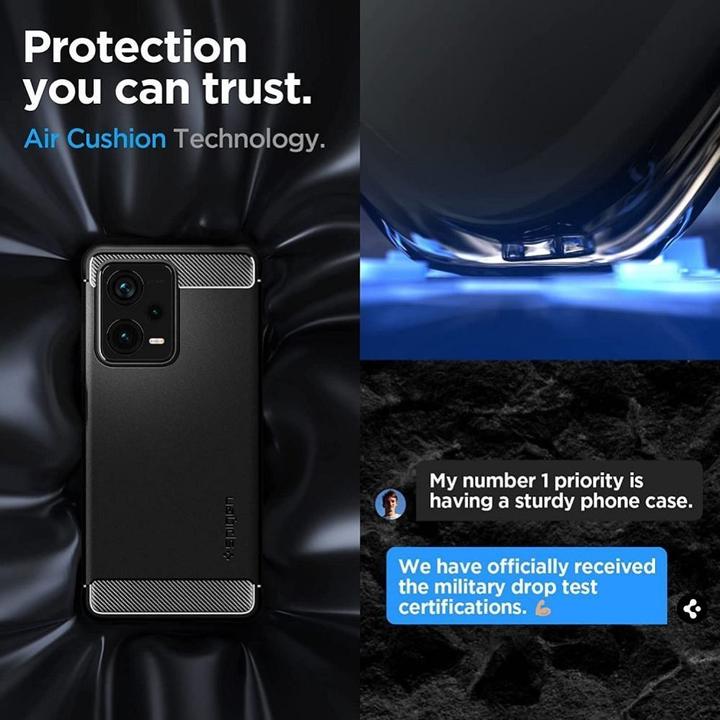 Actual product image Spigen Rugged Armor Xiaomi Redmi Note 12 Pro+ Plus 5g Matte Black (Xiaomi Redmi Note 12 Pro+)