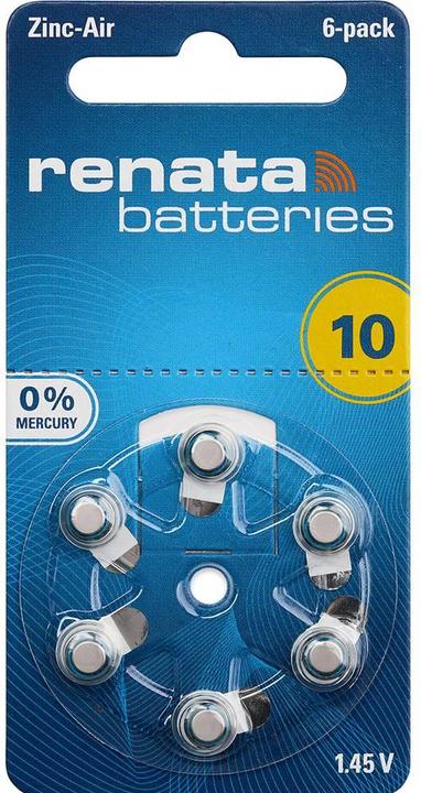 Actual product image Renata Hörgeräte-Batterien ZA10.DP6 0%HG (6 pcs., 10, 105 mAh)
