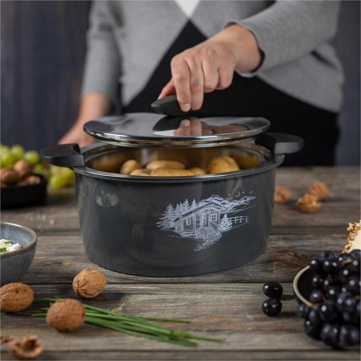 Actual product image Kuhn Rikon HOTPAN® serving casserole grey with Chalet 2.0 L · Ø 18 cm (18 cm, Pot, Stainless steel)