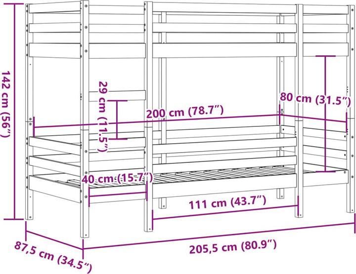 Valori nutrizionali e ingredienti VidaXL Letto a castello (80 x 200 cm)