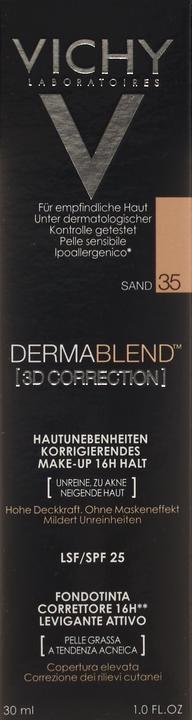 Actual product image Vichy Dermablend (3D Correction) Skin Imperfections Optically Correcting Make-up (35 Sand)
