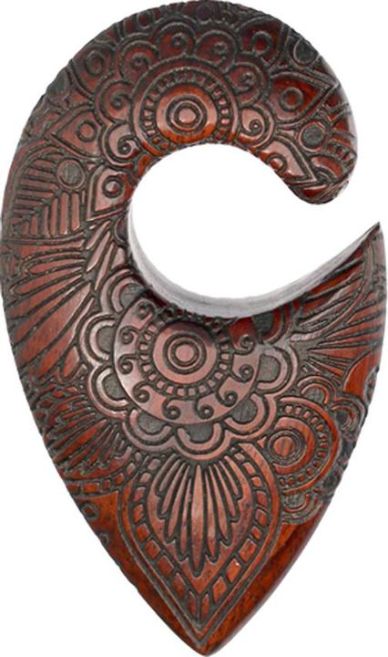 Actual product image Star Piercing Ohrgewicht Tropfen Blumenwiese Graviert aus Narra Holz (without brass, Organic)