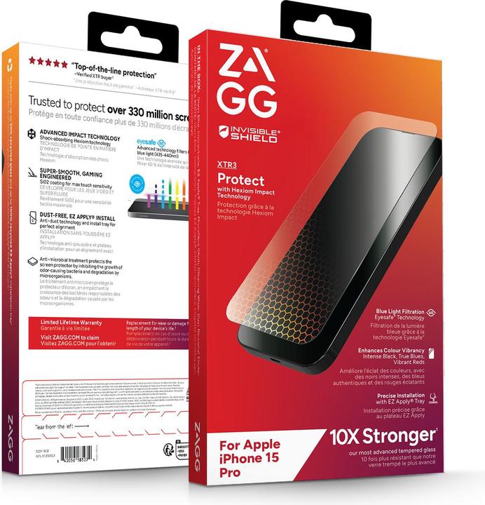 Immagine prodotto Zagg Invisibleshield Vetro Xtr3 Am E (1 Pezzo/i, Apple iPhone 15 Pro)