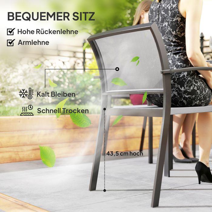 Actual product image Swisshandel24 7 tlg. Essgruppe für 6 Personen, Stühle stapelbar, Stahlgestell, Grau (87 cm)