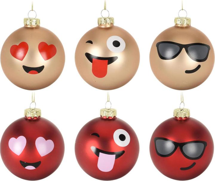 Produktbild H&S Weihnachtskugel Glas Smiley, 12St. (12 -teilig)