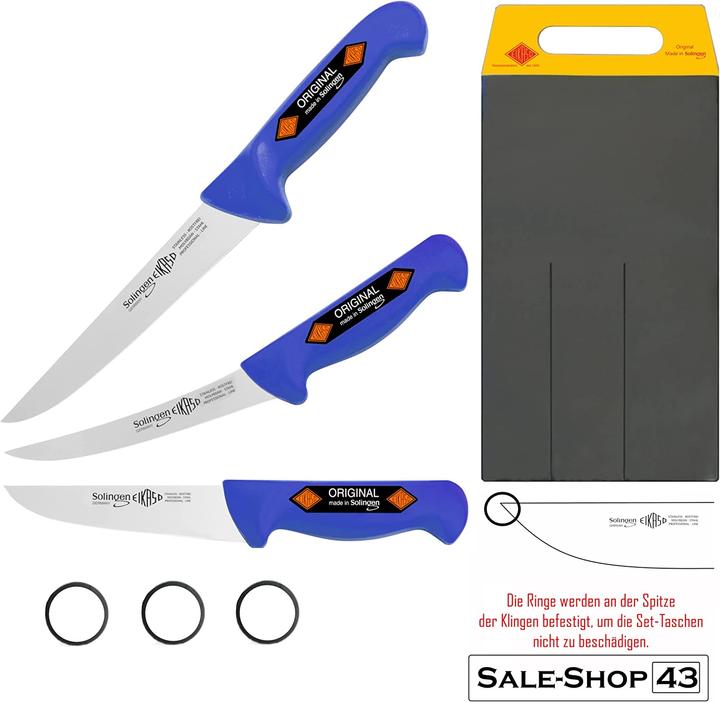 Produktbild Eikaso Solingen 3-Teiliges Profi Messer Set 1677B, blau (18 cm)