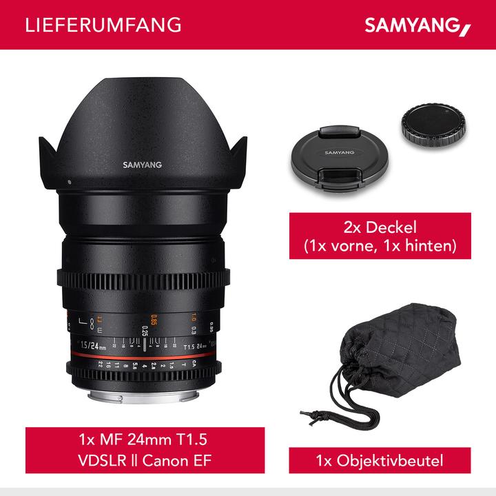 Immagine prodotto Samyang 24mm T1.5 VDSLR II Canon EF (Canon EF, Full-frame)