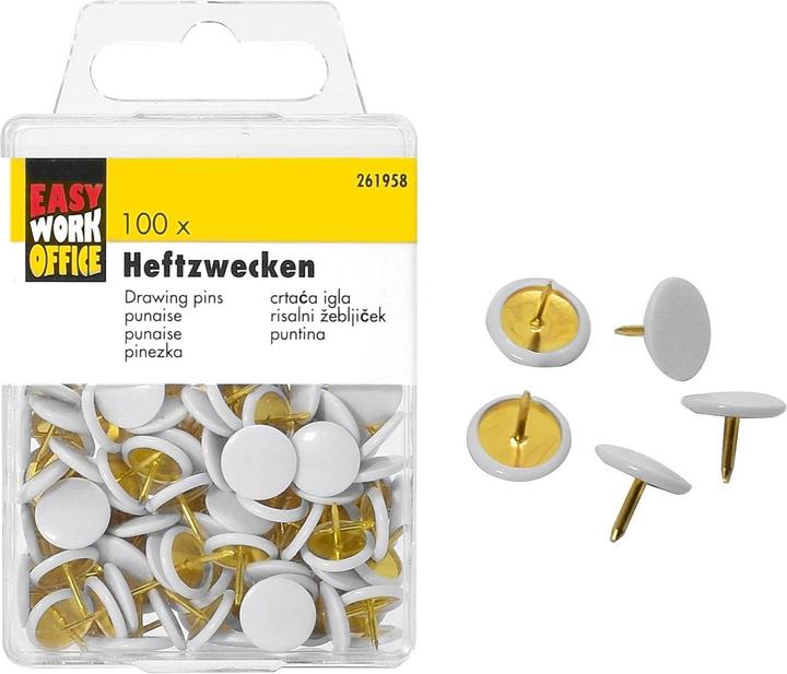 Easy Work Heftzwecken weiss 100 Stück (12 Stück, 88 mm)