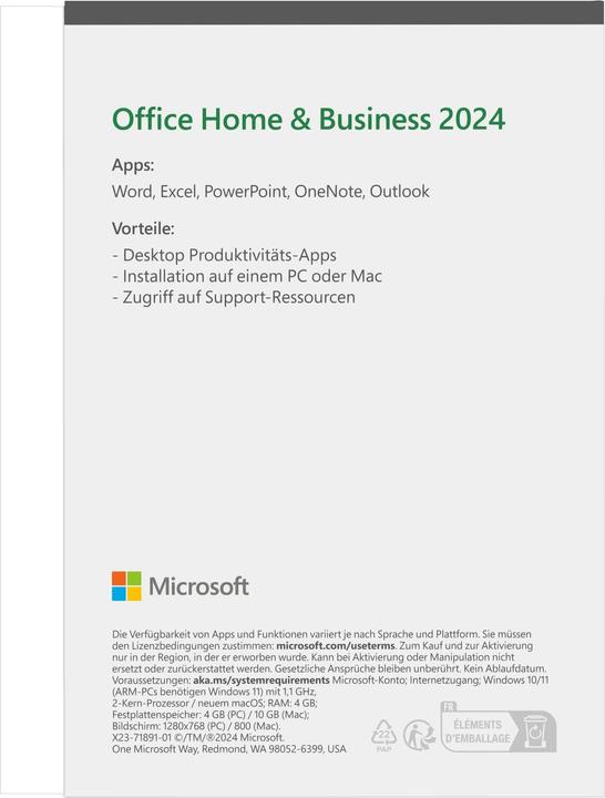 Energie-Label Microsoft Office Home & Business 2024 (IT) (1 User, unbegrenzt)
