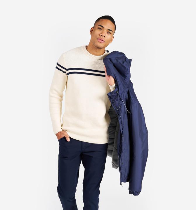 Image du produit Tribord Pull-over voile tricoté homme 100 beige/bleu foncé rayé (S)
