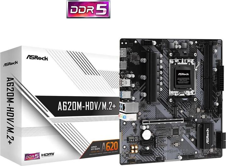 Produktbild AsRock A620M-HDV/M.2+ (AM5, AMD A620, mATX)