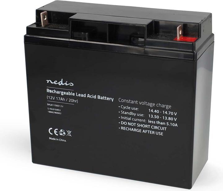 Immagine prodotto Nedis Batteria al piombo ricaricabile| Al piombo| Ricaricabile| 12 V| 17000 - (1 pz., Specifico del dispositivo, 17000 mAh)