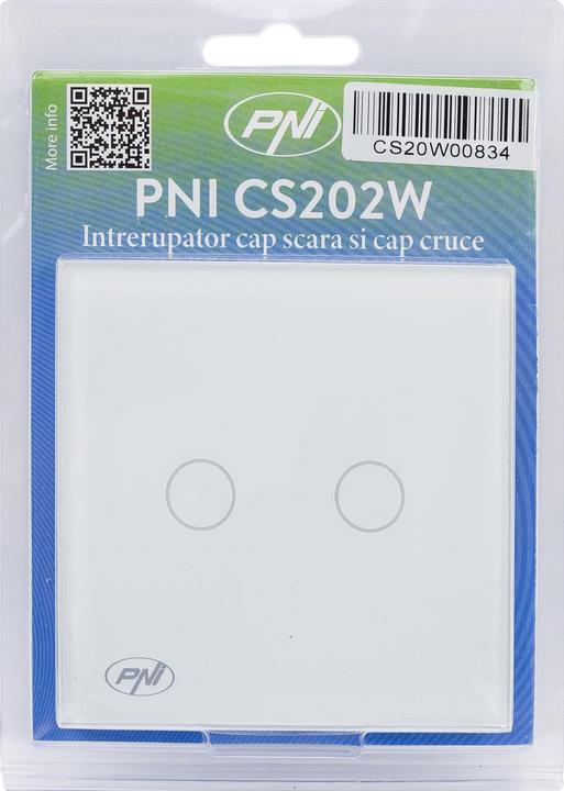 Produktbild PNI Leiterkopfschalter und Doppelkreuzkopfschalter mit Glasberührung CS202W, weiss mit LED-Anzeige, 8