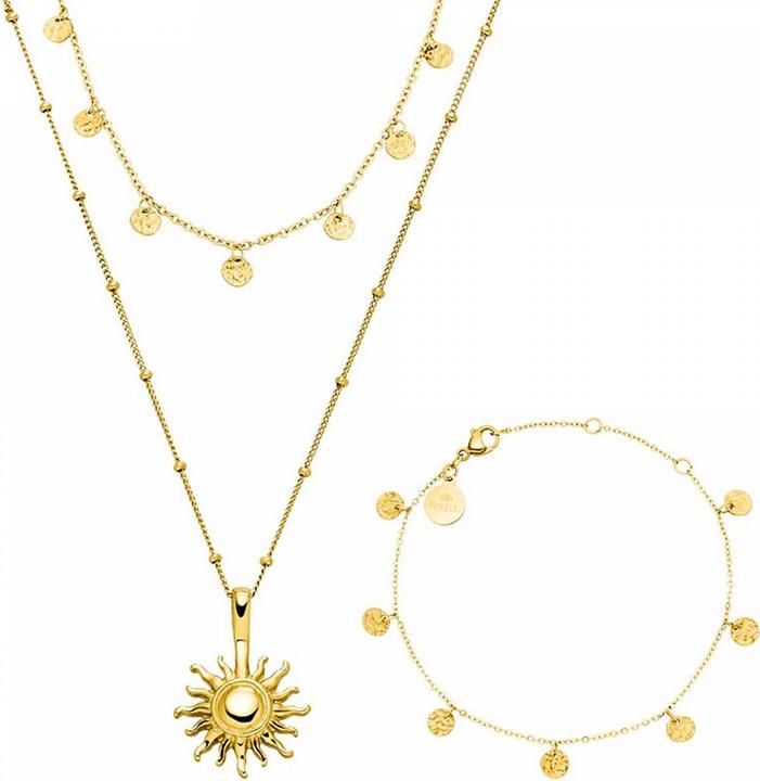 Immagine prodotto Purelei Bracciale Parure Sun e 2 collane (Acciaio inossidabile placcato oro 18 carati, 35 - 40 cm)