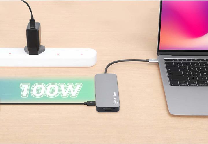 Actual product image Manhattan USB-C 8-in-1 Docking Station with Power Delivery (USB-C, 1 Ports)