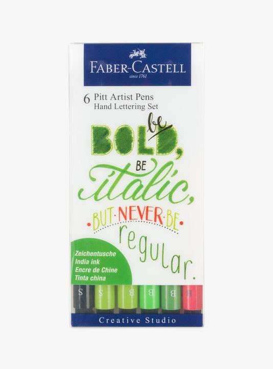 Produktbild Faber-Castell Pitt ArtistPen Handlettering (Gelb, Grün, Blau, Pink, Schwarz, Türkis, 6 x)