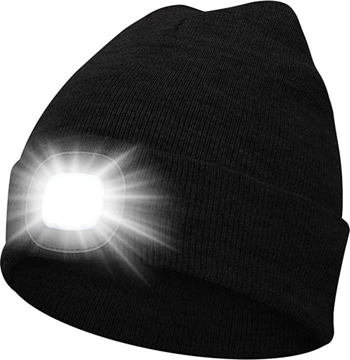 Actual product image Japcell Knitted hat with integrated rechargeable LED light (120 lm)
