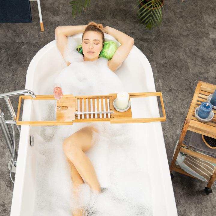 Actual product image Relaxdays Bath tray bamboo (100 x 22 x 17.5 cm)