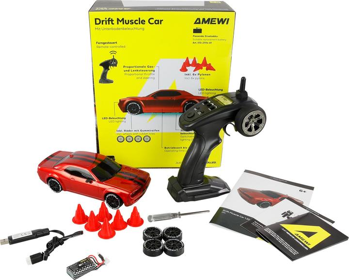 Produktbild Amewi Drift Muscle Car 4WD 1:20 RTR Rot, Altersempfehlung (RTR Ready-to-Run)