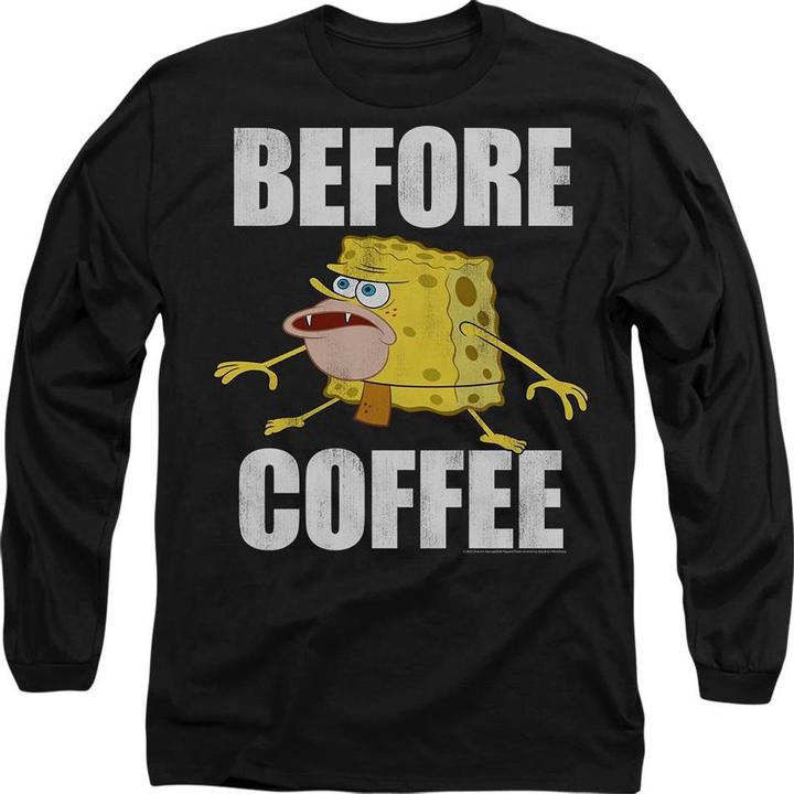 Immagine prodotto Spongebob Squarepants Before Coffee Meme Maglietta Adulto Unisex (XL)